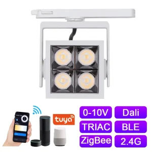 Square LED Track Light Tuya DALI 0-10V ZIGBEE TRIAC Smart Dimming and CCT Adjustable for Commercial Lighting