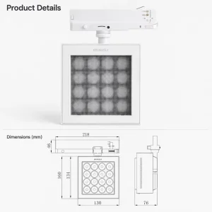 Square Led Track Light Rotatable 355deg 40W Commercial Lighting DC36V for Clothes Shop Retail Shop