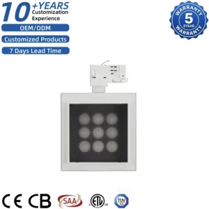 Square Rotatable 355deg 15W CRI 90Ra Clothes Shop Retail Shop Commercial Lighting LED Track Light