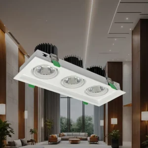 Square Rotatable Grille Recessed Downlight Ceiling Spotlight