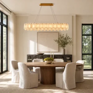 Staggered Marble Slice Linear Dining Pendant Light Chandelier L1200
