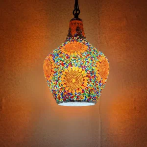 Stained Glass Vase Southeast Asian Style Pendant Light Handmade Mosaic Dining Room Bedroom Hotel Decorative Hanging Light