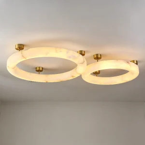 Stainless Steel LED AC Ceiling Light with Natural Alabaster for Modern Living Room