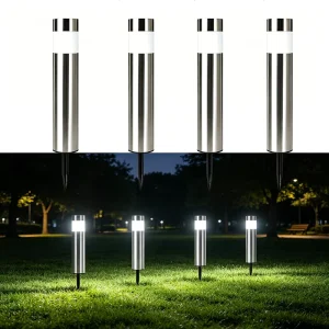 Stainless Steel Solar Stake Light IP65 Waterproof LED Lawn Path Lamp Zero Electricity No Wiring Outdoor Garden Landscape Light