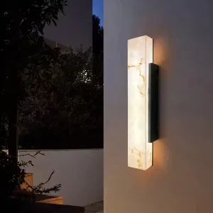 Stainless Steel and Faux Marble Wall Light Sconces Bronze Decoration for Living Room Bedroom Hallway Stairs