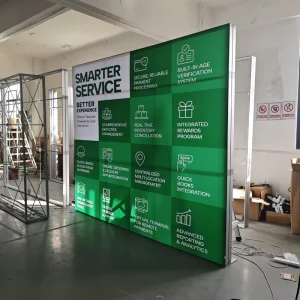 Stand Feria Standing Portable Light Box Inventory and Analytics for Hospitality Tech Trade Show Booth Feature Showcase Wall
