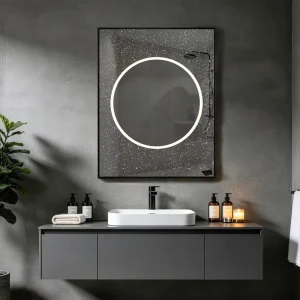 Starry Sky LED Square Bathroom Mirror Decorative Wall Mounted Black Aluminum Alloy Frame LED Mirror