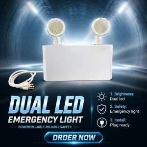 Steel Housing LED Emergency Light Battery Unit 30min North America Fire Backup Twin Head Lamp