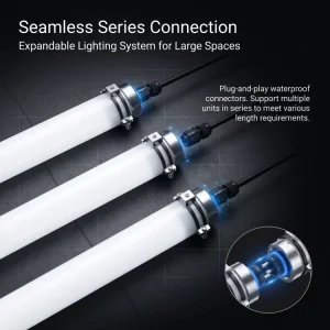Stock 4FT Sensor 0-10V Dimmable LED Linear Light Hanging IP66 Tri-Proof Lighting Batten Light Fixture for Warehouses