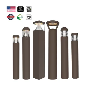Stock In USA Outdoor IP65 Waterproof Aluminum Bollard Lights 40cm 60cm 80cm Garden Pathway Lighting Use LED Lawn Light