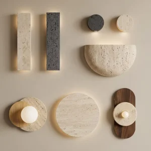 Stone Wall Lamp Natural Travertine LED Sconce for Hotel Bedroom Villa Corridor Project