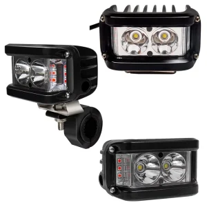 Strobe Flasher 4 Inch 38W Motorcycle Spotlight Driving Fog Warning LED Light Accessories Tri Color White Blue Red LED Headlights