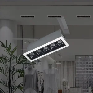 Stylish Anti Glare Multi Head Linear Recessed Grille Ceiling Light LED Downlight for Retail and Business Use