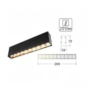 Stylish Long Black Surface Mount Grille LED Lamp Anti Glare Multi Spot Light for Shopping Mall Commercial Interiors