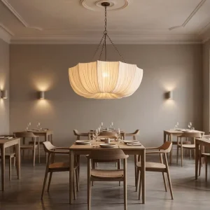 Stylish Umbrella Fabric Chandelier Pendant Light for Living Room Bedroom or Restaurant French Vintage Wabi Sabi Suspension Lamp