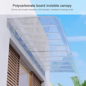 Sun Proof UV Stabilized Clear PC Door Canopy Curved Design Rain Cover Overhang Polycarbonate Awning