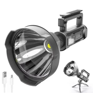 Super Bright 1000+ Lumens Rechargeable LED Searchlight Spotlight with IP65 Rating Construction for Camping Use