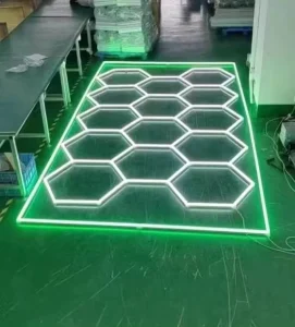 Super Bright 14 Grid Systems LED Ceiling Light Portable and Waterproof Hexagon Garage Lights with Rectangle Frame