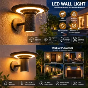 Super Bright LED Solar Aluminum Wall Lamp for Outdoor Home Courtyard Garden Decoration Waterproof Atmosphere