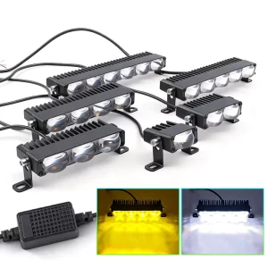 Super Bright Moto Car Front Grill Spotlight White Yellow Dual Color LED Ultra Thin Motorcycle Spotlight 9V-24V 3000K 6000K IP67