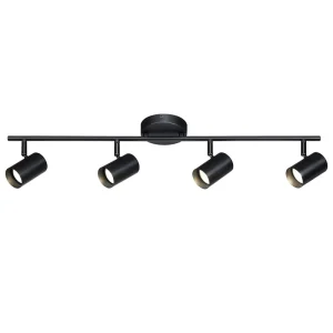 Superior Materials 4 Lights LED Track Kit Black 6W GU10 LED Bulb Black Finish 1800LM Dimmable Easy Install ETL FCC Certified