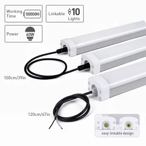 Supermarket Warehouse 40W 60W Triproof LED Batten Light 600mm 1200mm 1500mm Linkable Garage Waterproof Emergency LED Tri Proof