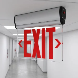Surface Ceiling Mount Aluminum Edge lit Adjustable LED Emergency Exit Sign Light Removable Arrow