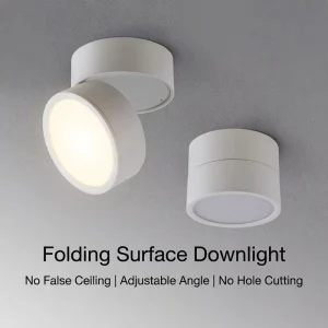 Surface Mounted Aluminum LED Downlight Adjustable Foldable Ceiling Spotlight No Cutout Indoor Home Shop Corridor Lighting