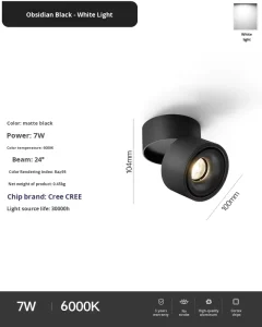 Surface Mounted LED Spotlight Ceiling Light Adjustable Angle COB Track Light Small Downlight for Home Commercial Use Agi32