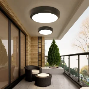 Surface Mounted Round LED Ceiling Light with Motion Sensor IP65 Aluminum Outdoor Bulkhead Light