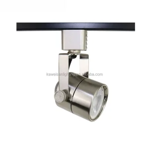 Surface Mounted Single Head LED Spotlights for Hotel Office Brushed Nickel 120V LED Track Lighting Fittings with GU10 MR16 Lamps