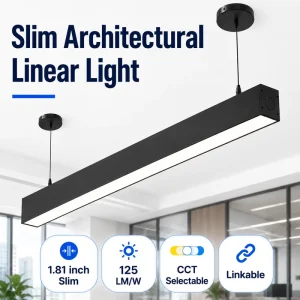 Suspended LED Linear Light 4FT 60W 7500LM 125lm/W CCT Selectable Linkable LED Ceiling Light for Office