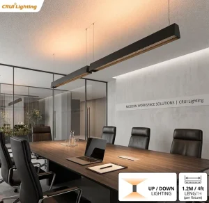 Suspended LED Linear Pendant Light 36W 40W 50W 70W Anti-Glare Aluminum For Library Office Warehouse