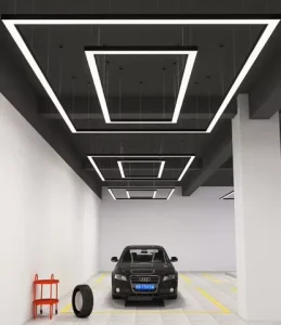 Suspended Square Tube Light Industrial Pendant Lamp Modern LED Linear Hanging Lights for Supermarket Office