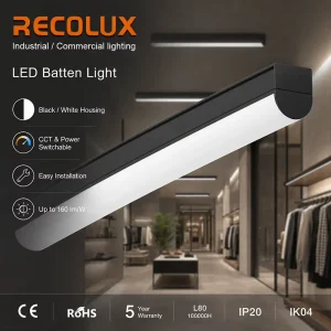Suspension Surface Mounted LED Batten Light 130° Beam Linear Batten Luminaire for Shop Corridor Lighting