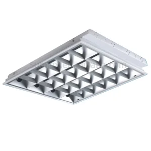 T8 Recessed Louver Troffer Grille Light IP44 Aluminum 60×60 3x18W 4x20W Square Grille Panel Light Fixture