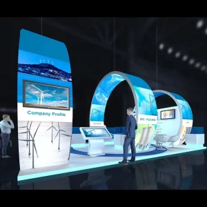 TIANYU Modular Aluminum SEG LED Light Box Curved Exhibition Booth Arch Backdrop Wall Backlit Display Stand 9x4m 30x13ft