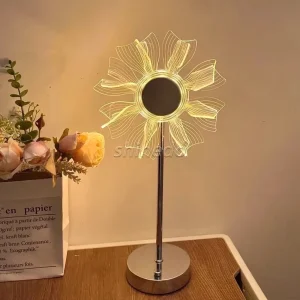 Table Lamp Sunflower Design Metal Shade