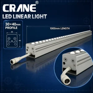 Temperature Resistant IP65 LED Profile Light Aluminum Outdoor Permanent Wall Washer with High CRI 90 Dimmable DC24V