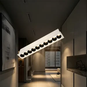 Ten Head Slim Long Grille Spotlight for Large Exhibition Hall Extended Booth Wall Consistent Gentle Focused Accent Ceiling Light