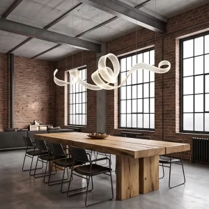 Textured Acrylic Ribbon LED Pendant Light Light Luxury Art Streamer Chandelier for Kitchen Island Dining Room Living Room Home