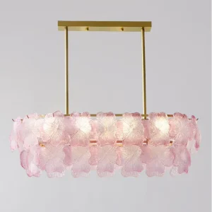 Textured Glass Floral Pendant Chandelier Modern Luxury Gold Ceiling Hanging Light for Dining Table Living Room