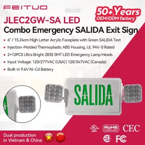Thermoplastic Adjustable Head LED Emergency Exit Sign With Emergency Lights for Fire Safety OEM ODM Made in Vietnam