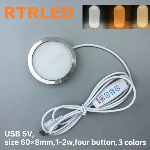 Three Colors LED Round Light with Plug for 3D Printer Puck Lights Led Kit 001 Cabinet Light Adjustable Night Light