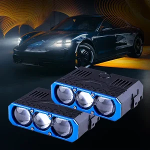 Three Eye LED Headlights Motorcycle Spotlights 3 Lens Fog Lamp Car Grille Lights for Trucks SUV UTV