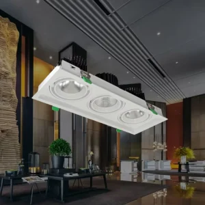 Three Lens Adjustable Square Embedded Downlight for Retail Shop Long Rack Uniform Merchandise Showcase Ceiling Lamp