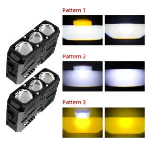 Three Lens Car Front Led Headlights 3000K 4300K 6000K Three Color 12V Exterior Auxiliary Grille Lights for Cars