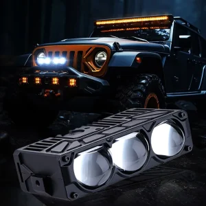 Three Lens High Power Car LED Front Grille Lights Fog Work Light Auxiliary Lights with 6500K 4300K 3000K