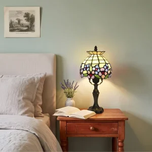 Tiffany Style Bedside Lamp Handmade Stained Glass Decorative Lamp for Hotel Office Interior Decor