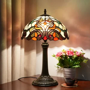 Tiffany Table Lamp Stained Glass Bedside Lamp Retro Baroque Desk Reading Light Decor Bedroom Living Room Home Office